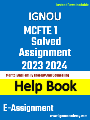 IGNOU MCFTE 1 Solved Assignment 2023 2024